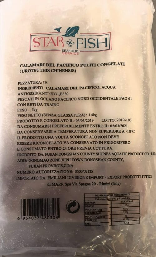 Calamari Congelati Puliti U5 kg. 2